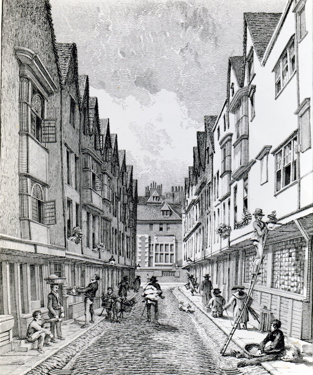 Calle Winchester, London Wall, publicado en 1814 de John Thomas Smith
