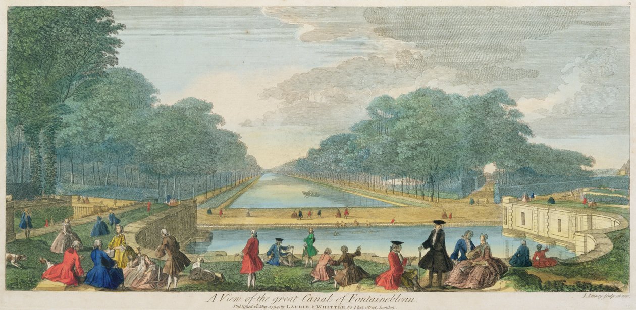 Vista del gran Canal de Fontainebleau, publicado en 1794 de John Tinney