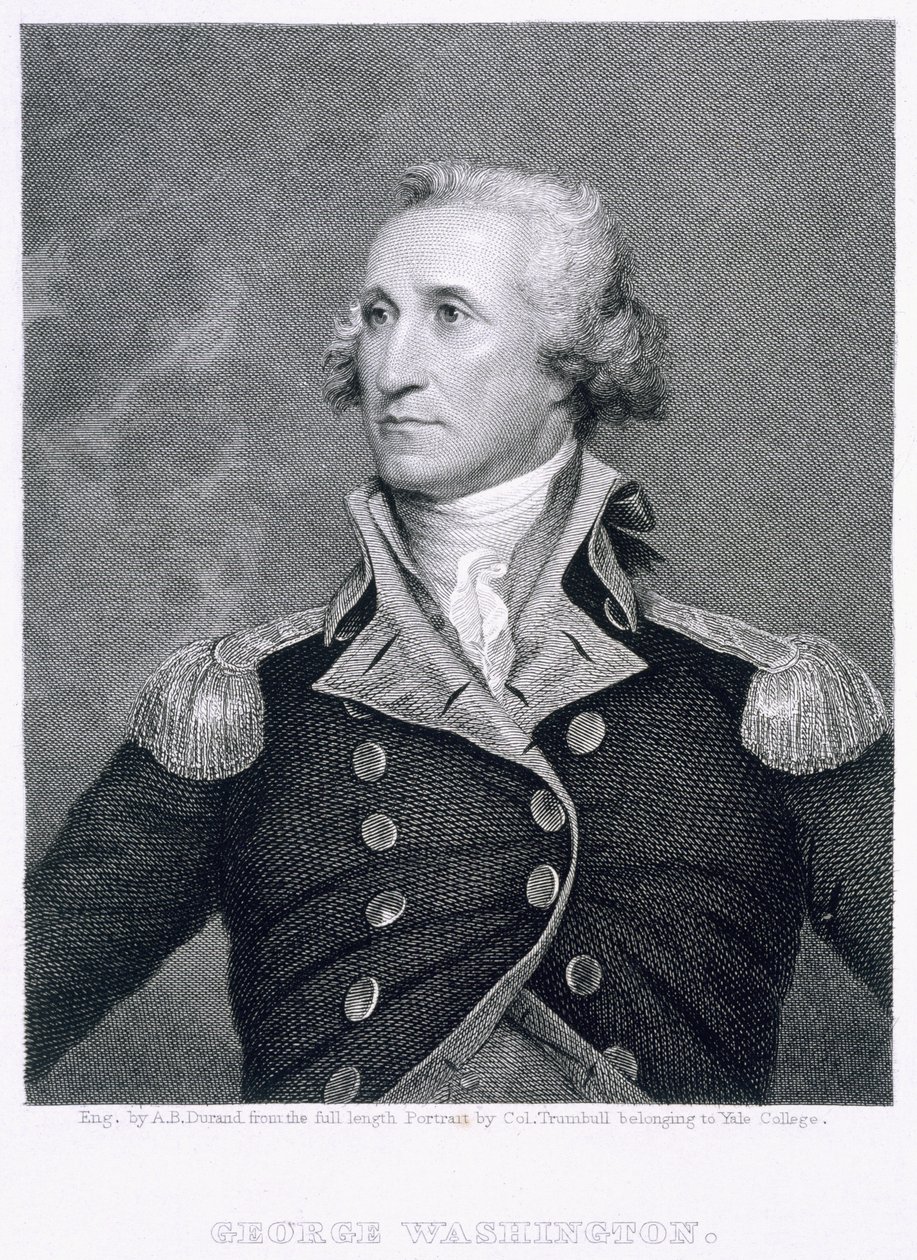 George Washington, grabado por Asher Brown Durand de John Trumbull