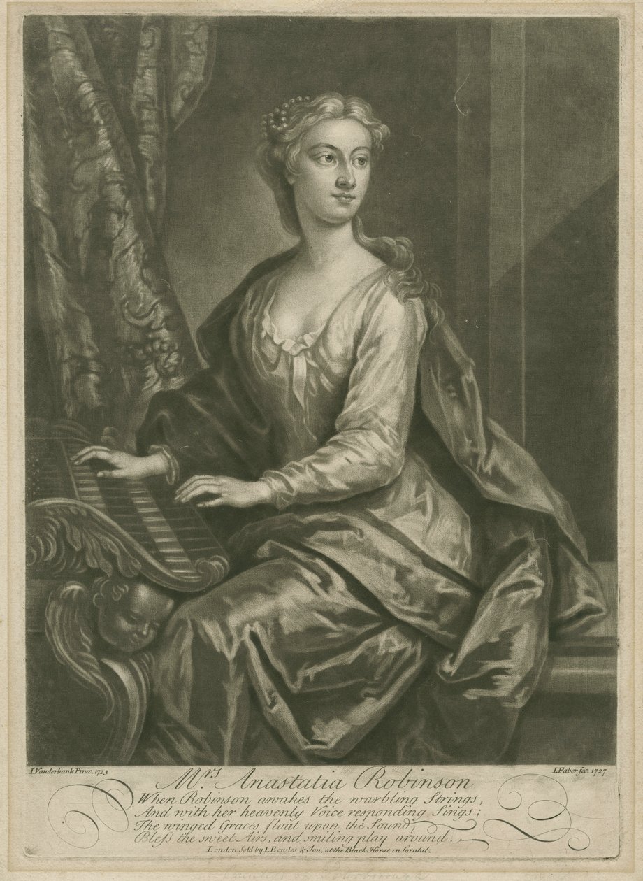 Sra. Anastasia Robinson, grabado por John Faber el Joven, 1727 de John Vanderbank