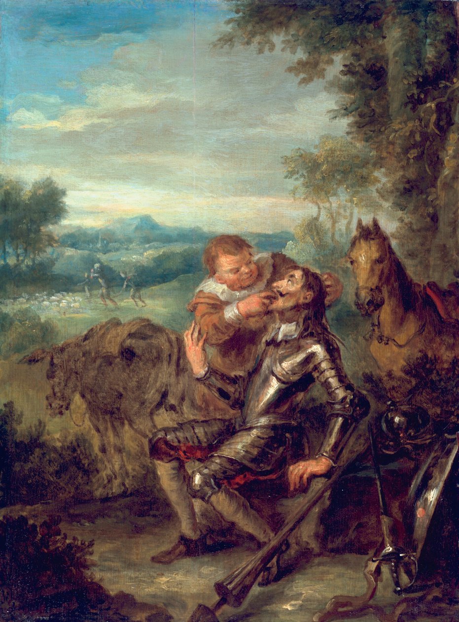 Escena de Don Quijote: Sancho Panza Cuenta los Dientes de Don Quijote de John Vanderbank