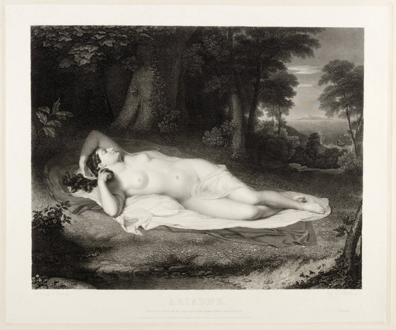Ariadna, grabado por Asher B. Durand, 1835 de John Vanderlyn