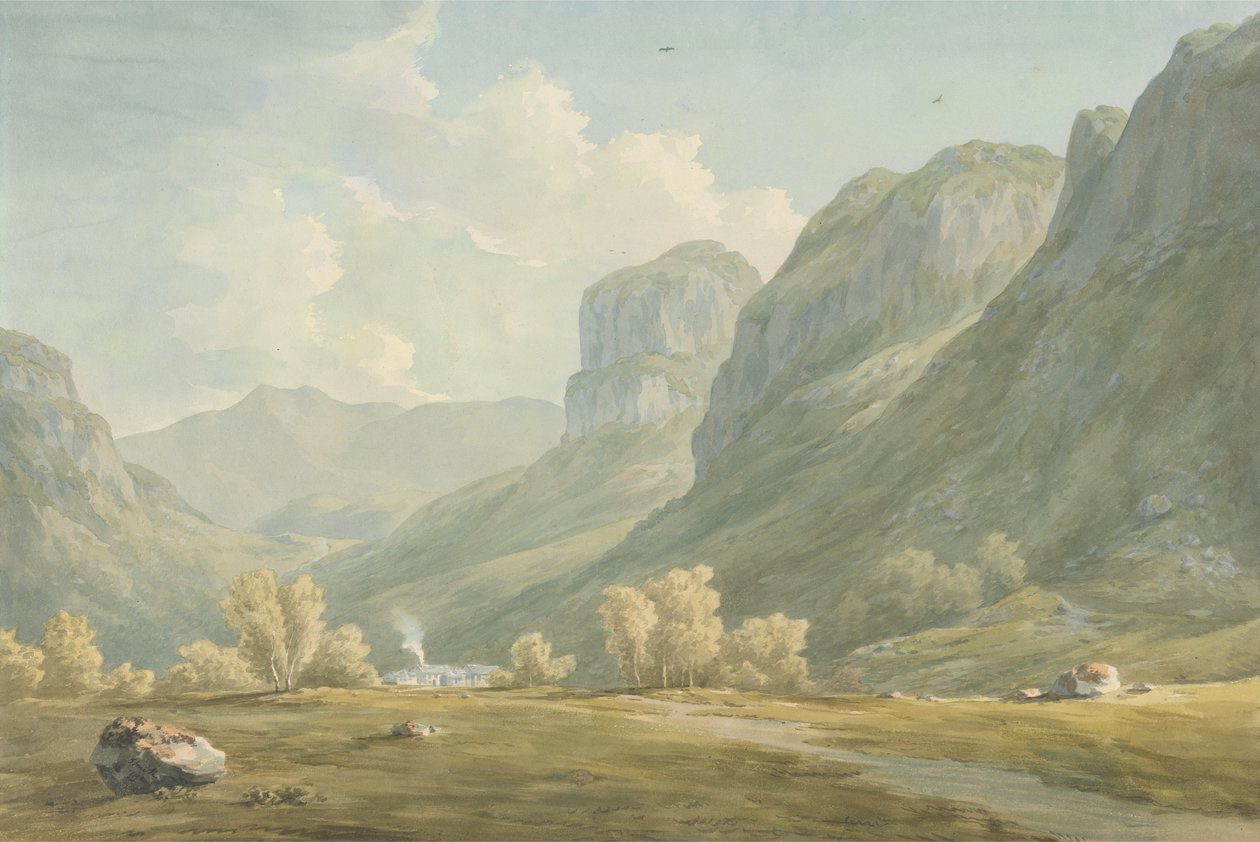 Pueblo de Stonethwaite y Eagle Cragg, Borrowdale de John Warwick Smith
