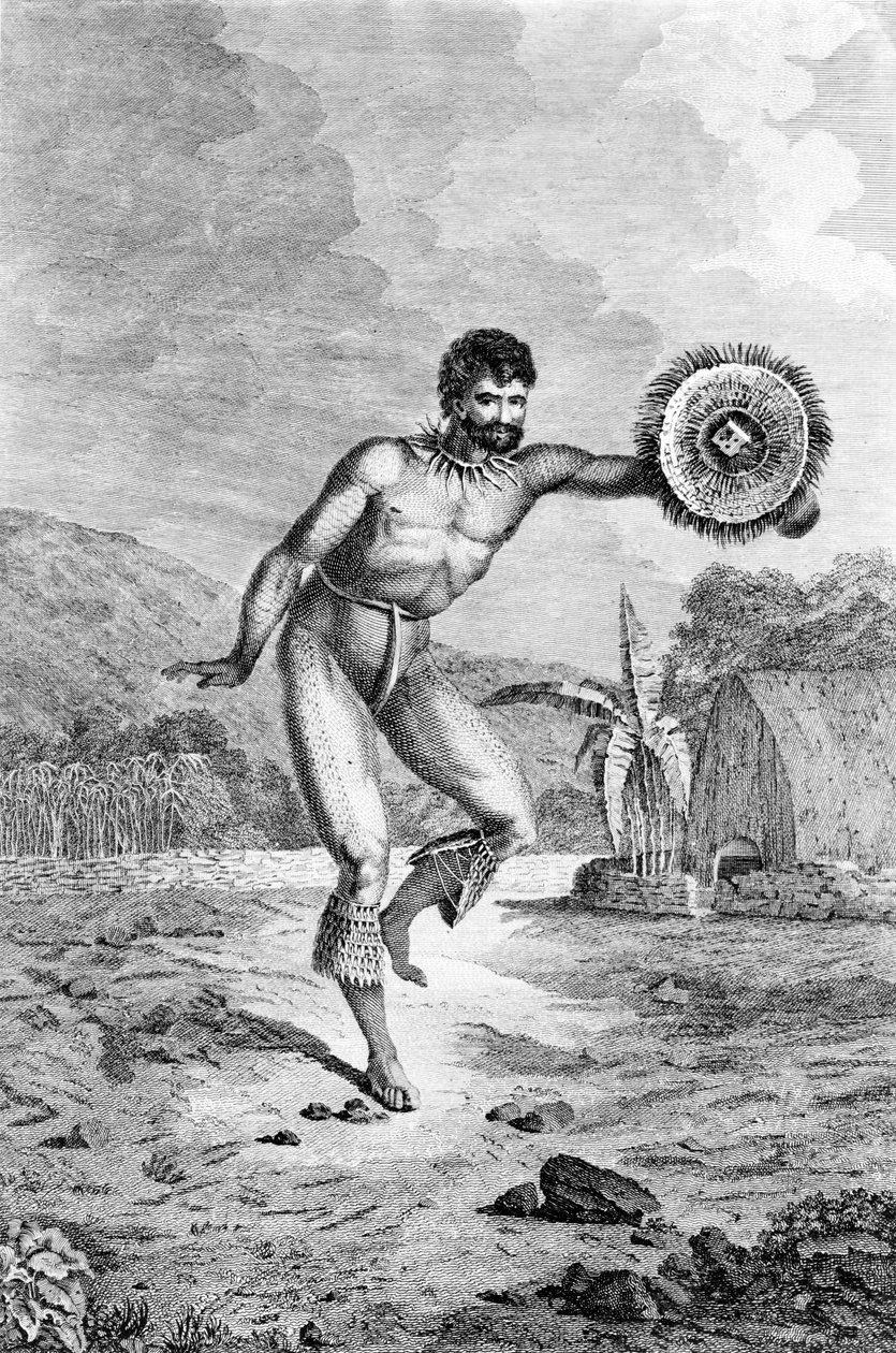 Un Hombre de las Islas Sandwich Bailando, grabado por Myers, c.1785 de John Webber