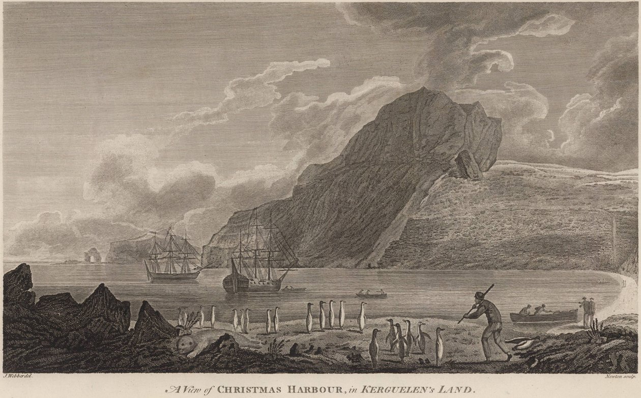 Barcos de James Cook en Christmas Harbour, Islas Kerguelen, diciembre de 1776 de John Webber