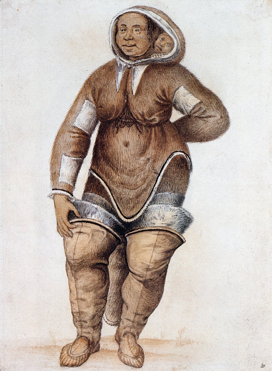 Mujer esquimal (inuit) y bebé de John White