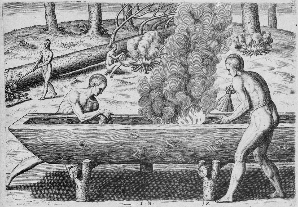 Indios haciendo canoas, de 