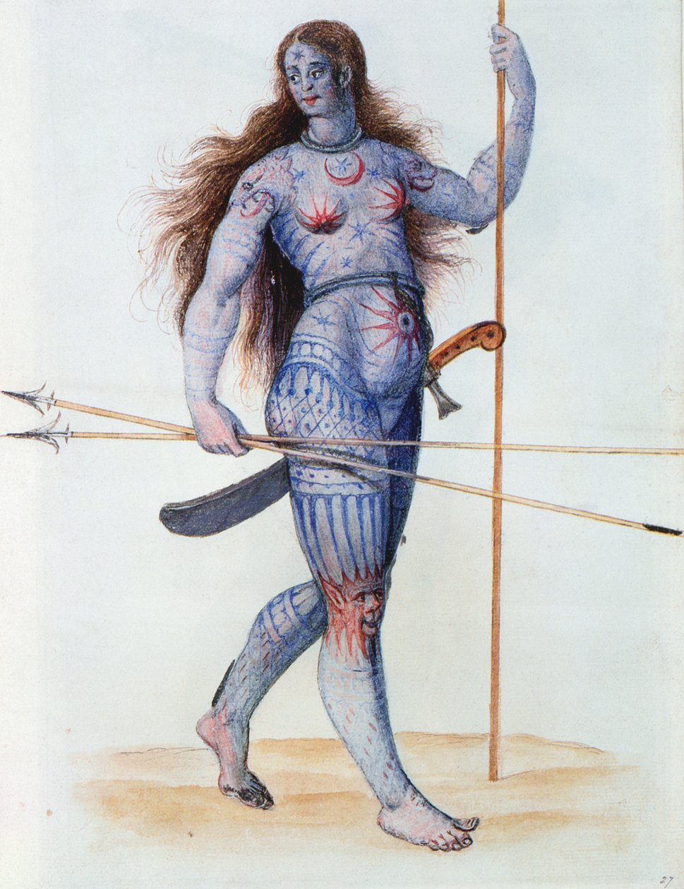 Mujer picta (litografía) de John White