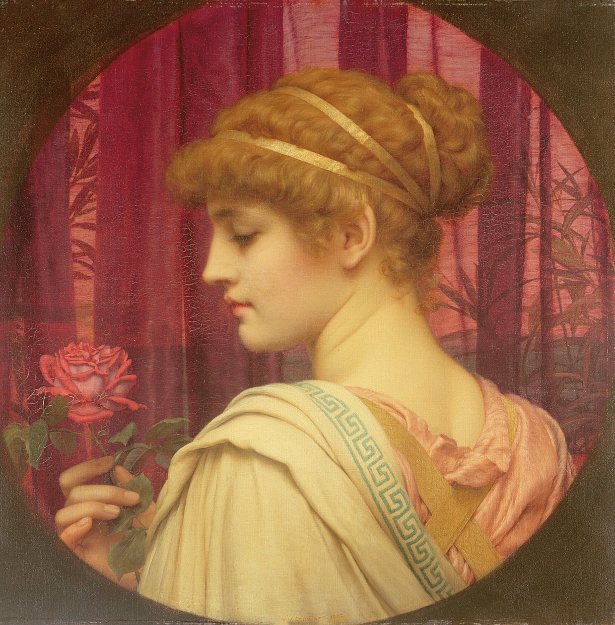 Chica con rosa roja de John William Godward