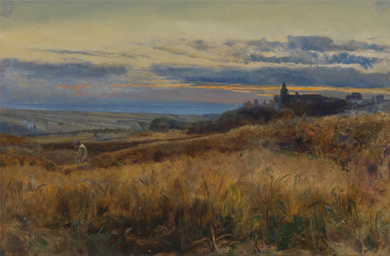 Campo de trigo al atardecer de John William Inchbold