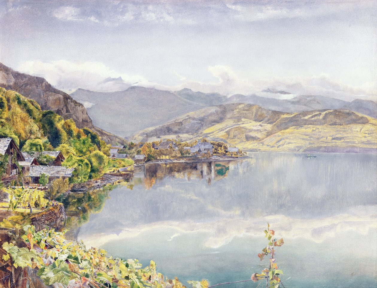 El lago de Lucerna, Monte Pilatus en la distancia, 1857 de John William Inchbold