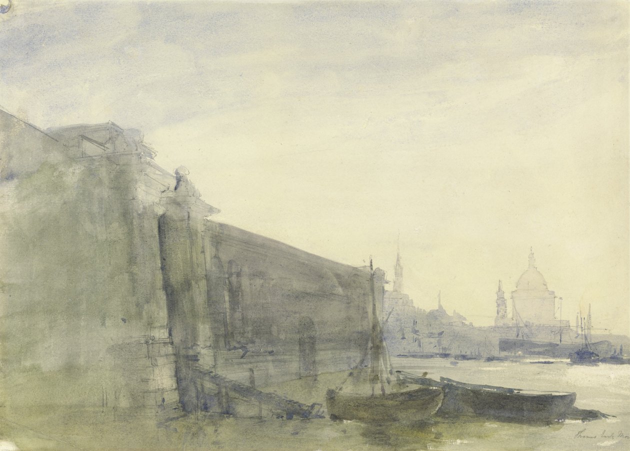 El Támesis, Temprano en la Mañana, Hacia la Catedral de San Pablo, c.1849 de John William Inchbold