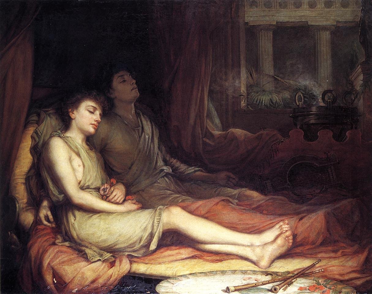 El sueño y su medio hermano la muerte de John William Waterhouse