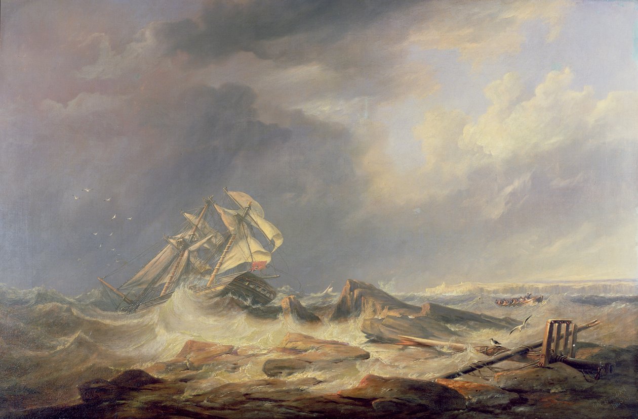 Una goleta empujada hacia las rocas de John Wilson Carmichael