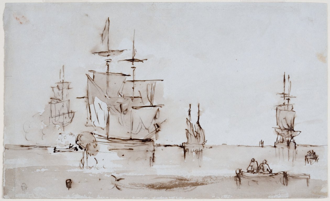 Estudio composicional para un paisaje marino de John Wilson Carmichael
