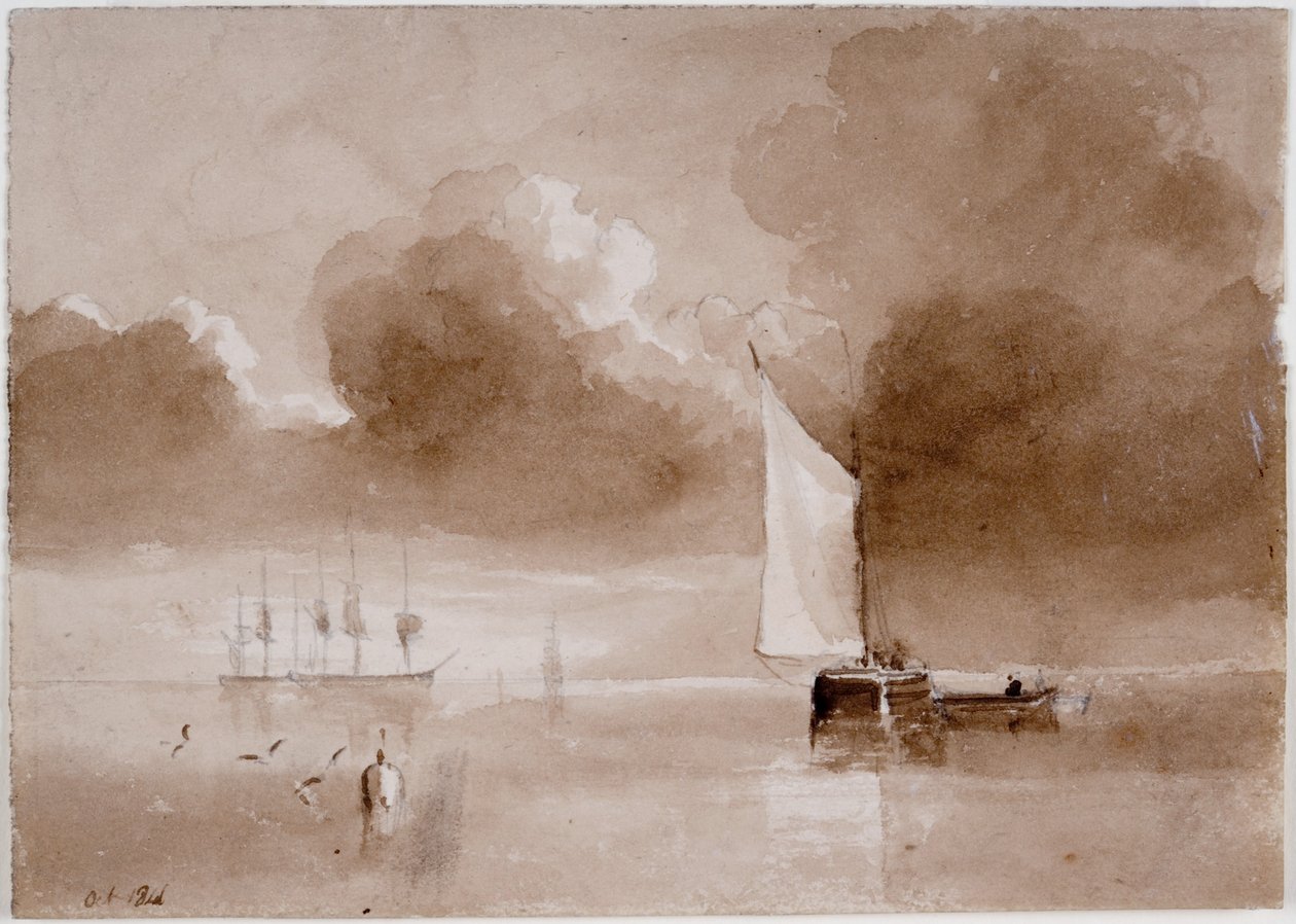 Estudio compositivo para un paisaje marino de John Wilson Carmichael