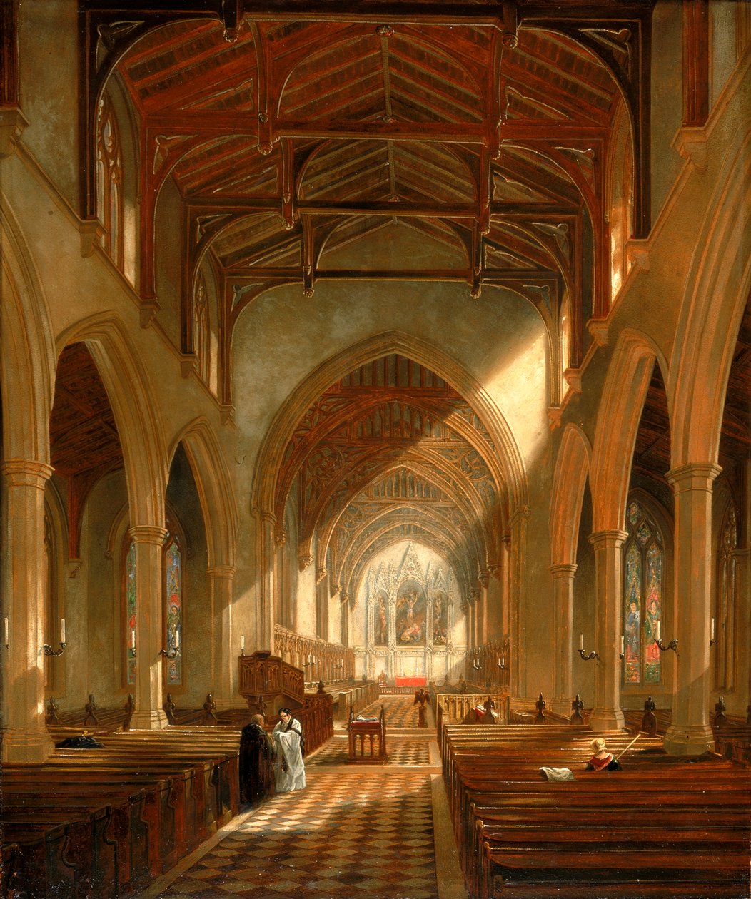 Interior de la Iglesia de San Pedro, Newcastle upon Tyne de John Wilson Carmichael