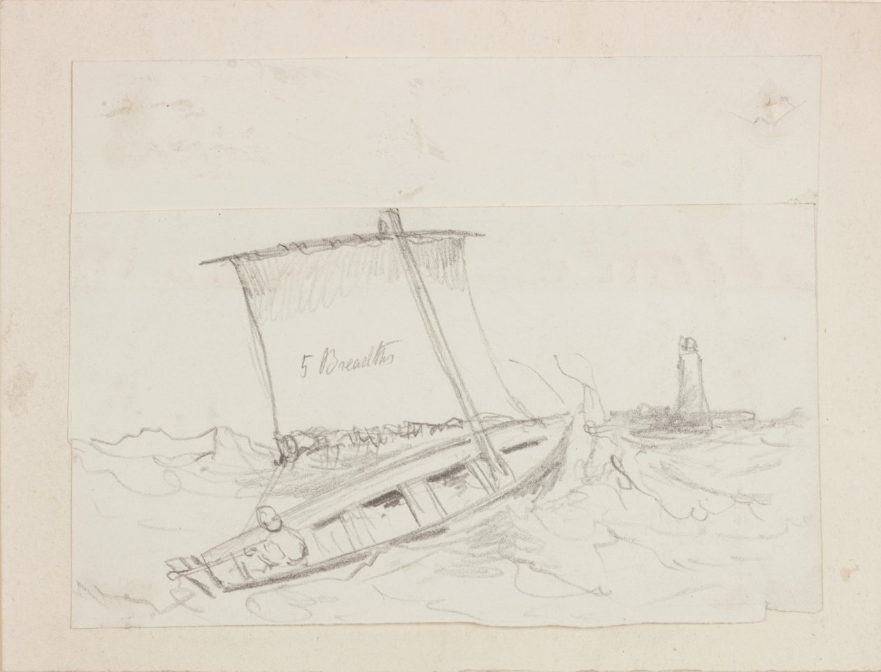 Faro y figura en un bote de John Wilson Carmichael