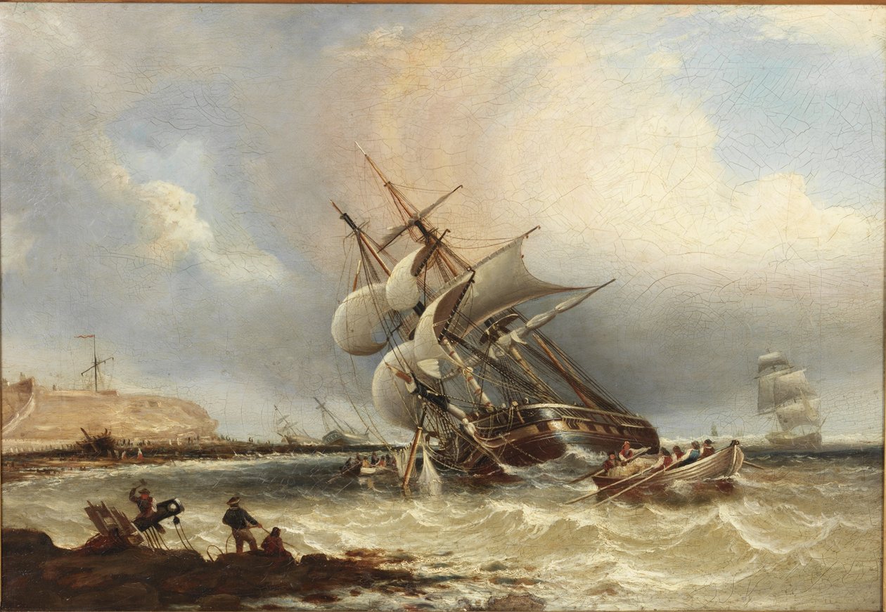Naufragios en el Tyne, antes de la construcción de los Muelles de John Wilson Carmichael