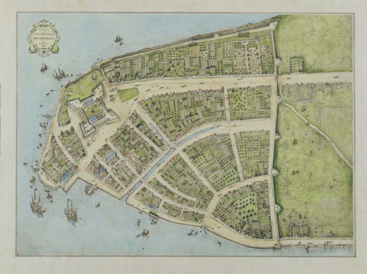 Rediseño del Plan Castello, Nueva Ámsterdam en 1660, 1916 de John Wolcott Adams