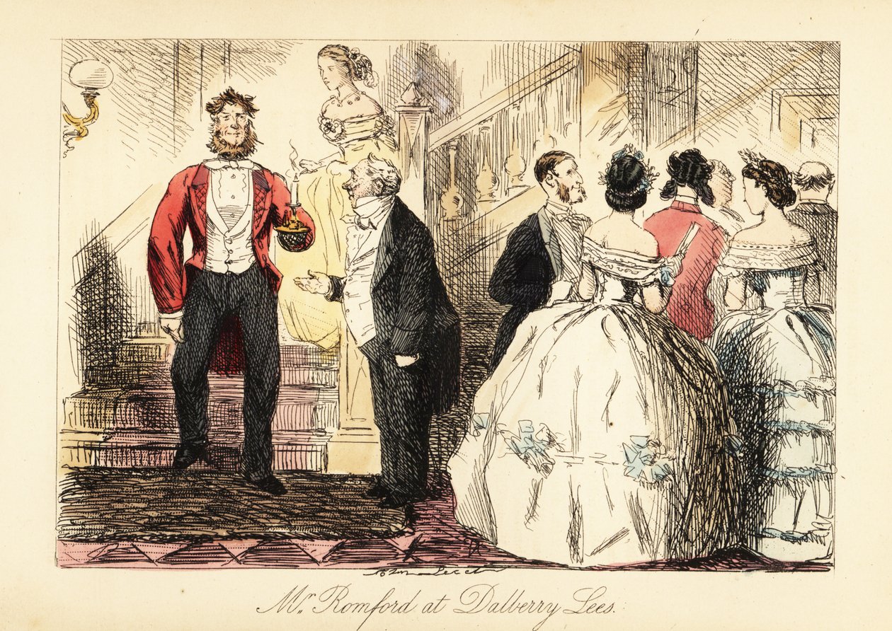 Caballero inglés con ropa formal asistiendo a una cena de John (after) Leech