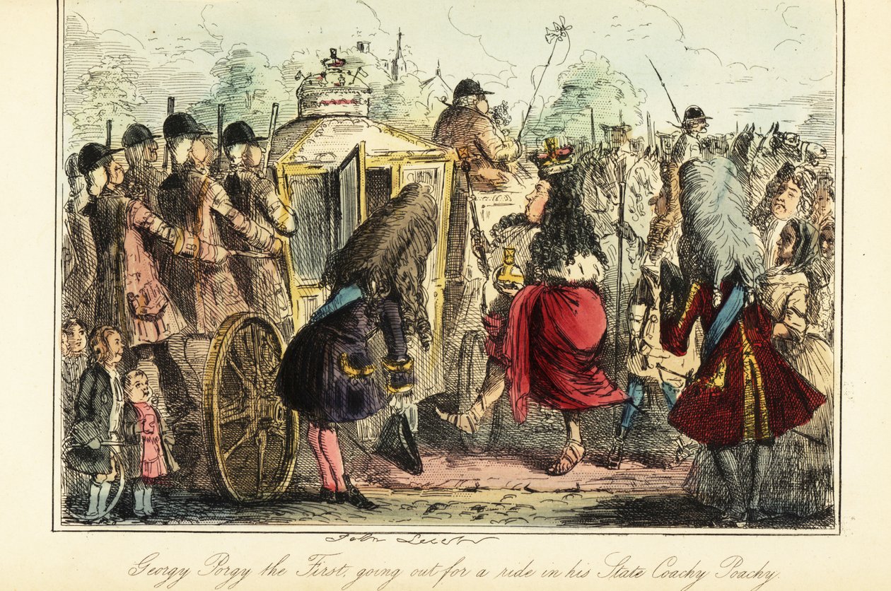 El rey Jorge I de Inglaterra abordando el carruaje real hacia Osnabruck la noche de su muerte, 22 de junio de 1727 de John (after) Leech