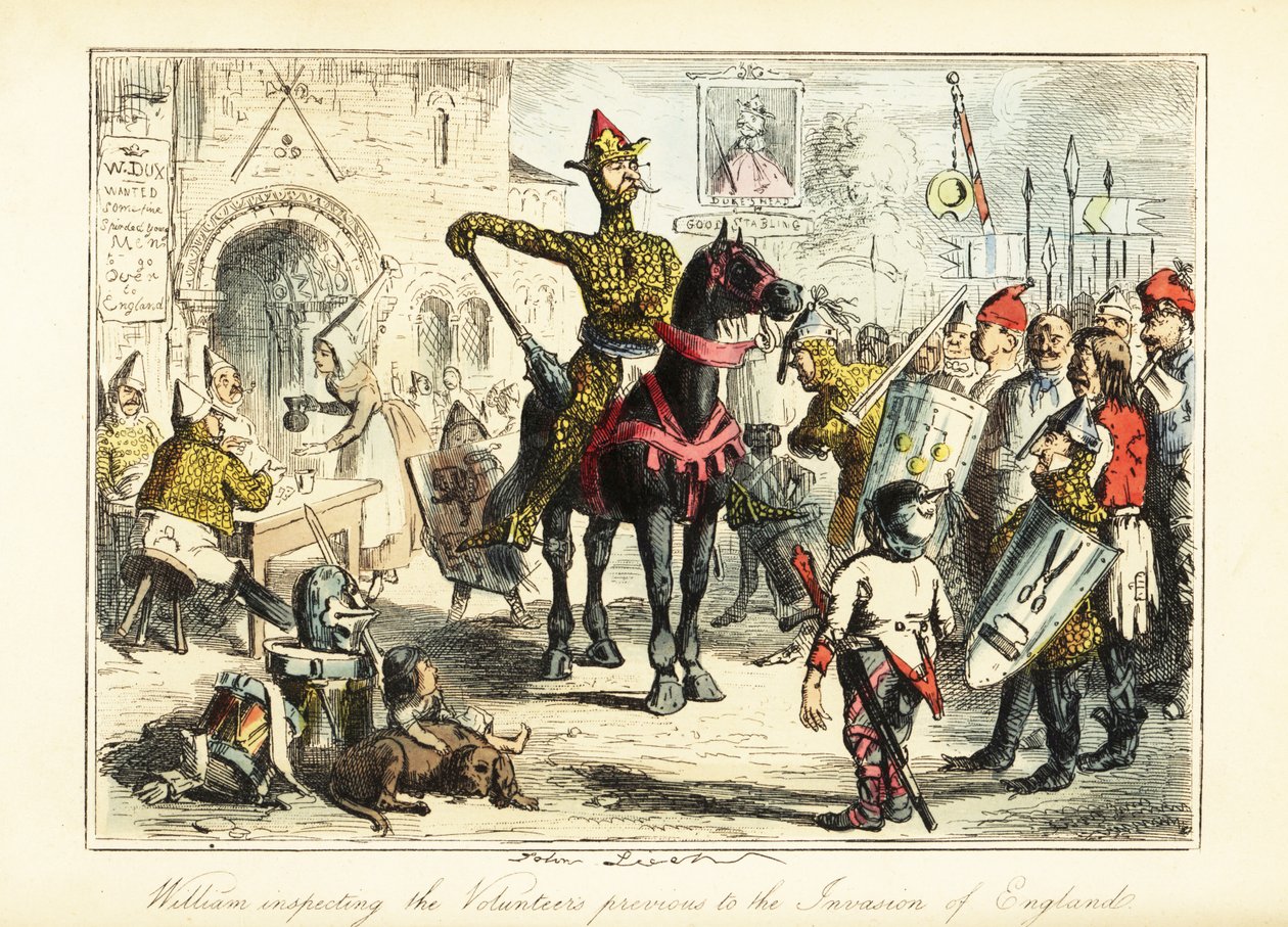 Guillermo el Conquistador con su ejército de normandos en 1066 de John (after) Leech