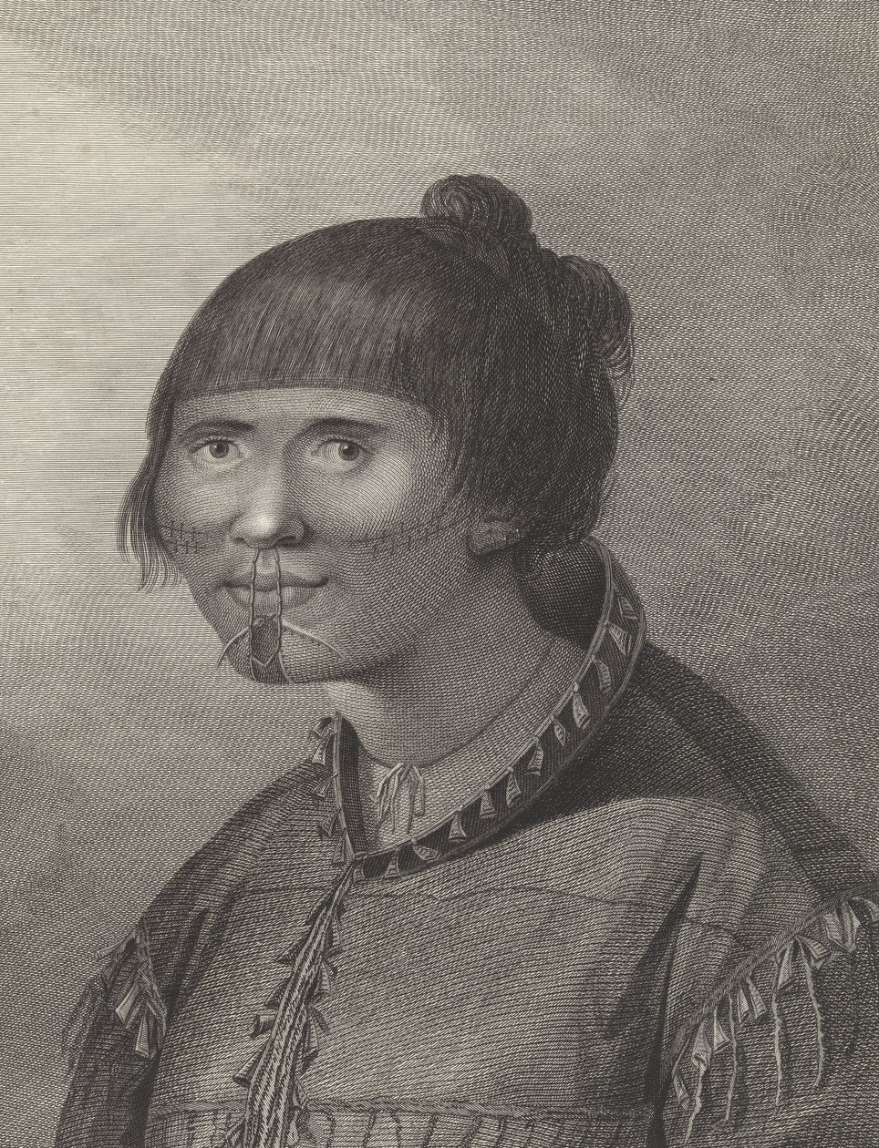 Una mujer de Oonalashka, finales del siglo XVIII (grabado) de John (after) Webber