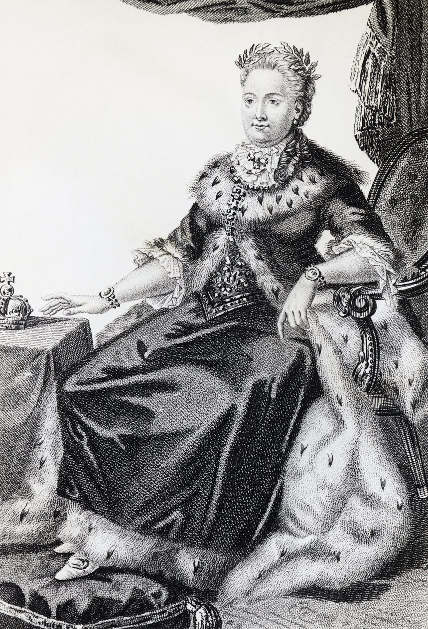 Catalina II, nacida Sophie Friederike Auguste (1729-1796), Emperatriz de Rusia, grabado de Walter Charles Mills