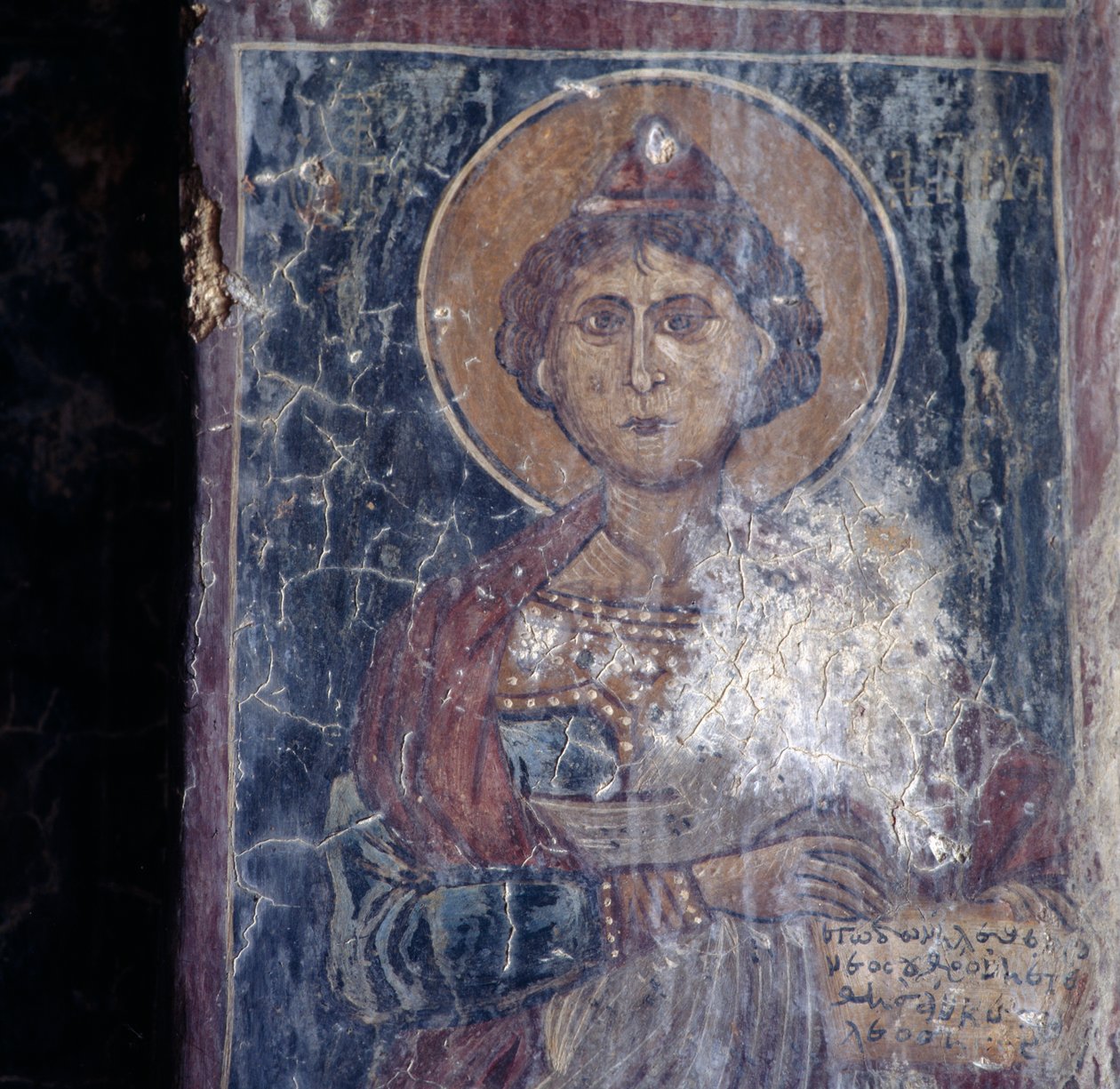 Figura de santo, fresco en la iglesia de Kandanos, Creta, Grecia de Walter Charles Mills
