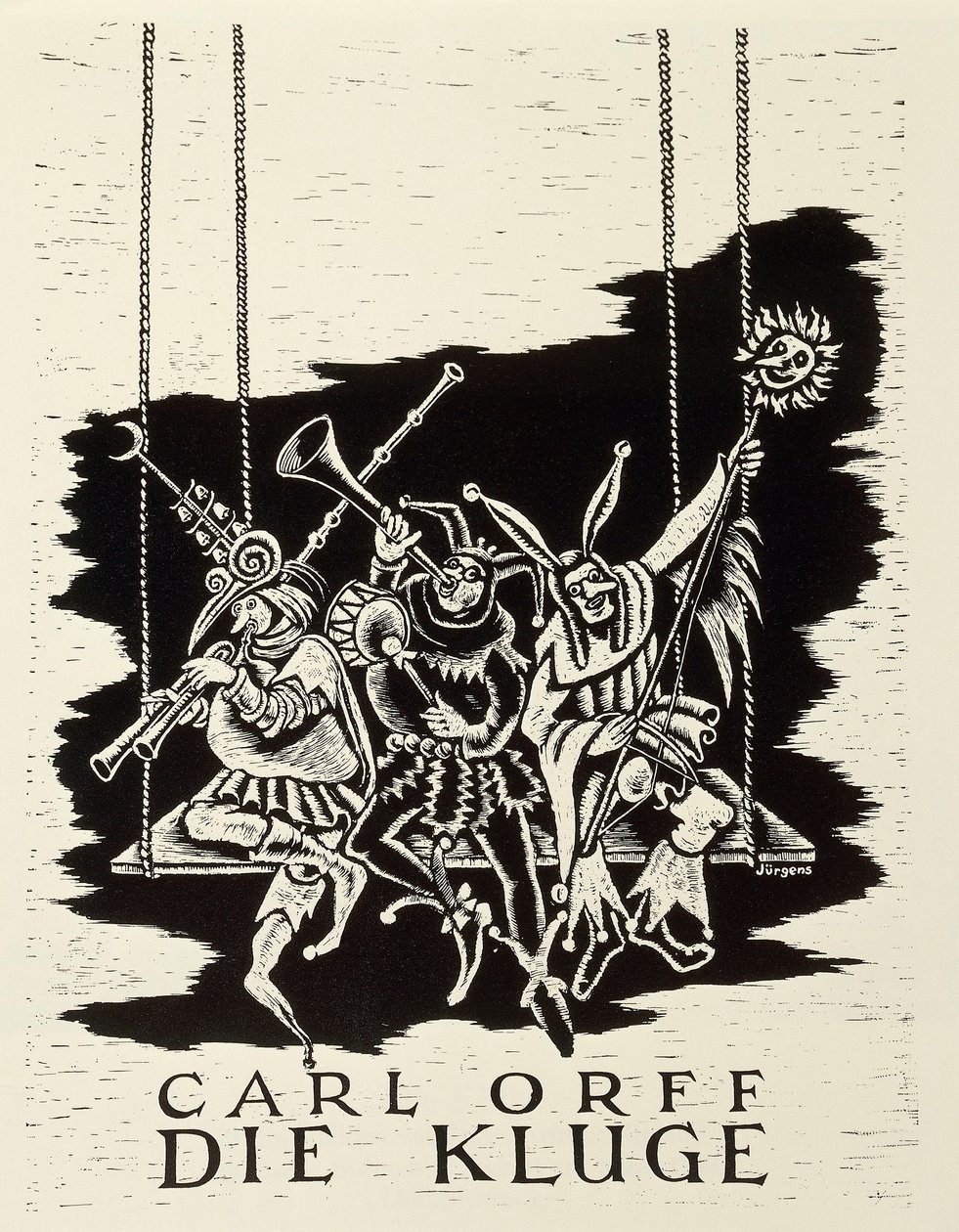 Cartel de la premiere de Die Kluge (La mujer sabia) de Carl Orff en Frankfurt de Walter Charles Mills