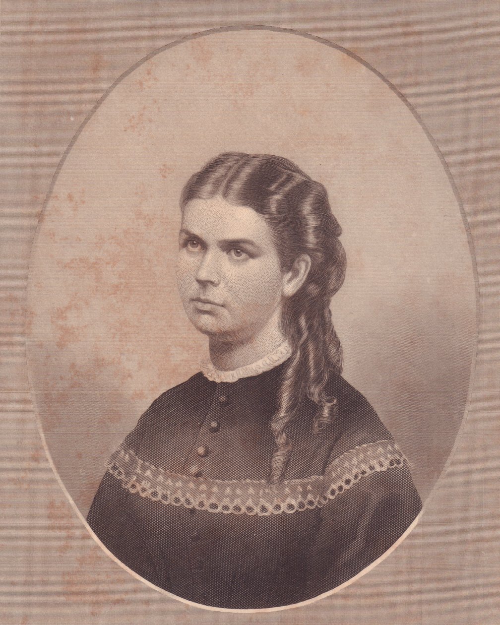Retrato de Ada Kinsman (1845-1871), esposa del reverendo Edward Archibald Wanless, grabado por FE Jones, circa 1870 de Walter Charles Mills