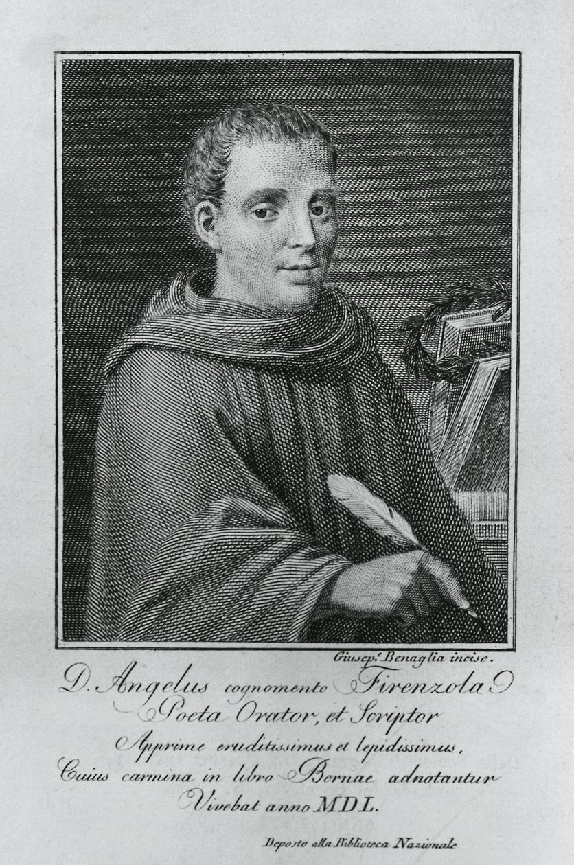 Retrato de Agnolo Firenzuola (1493-1543), escritor y humanista italiano, grabado por Giuseppe Benaglia (ca 1796-ca 1830) de Walter Charles Mills