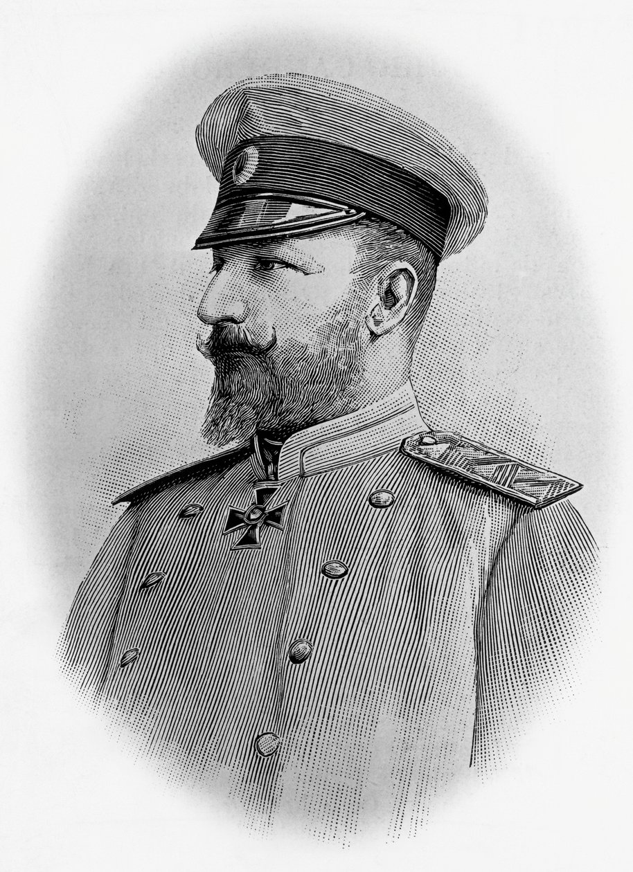 Retrato de Fernando I (1861-1948), Zar de Bulgaria, grabado de Walter Charles Mills