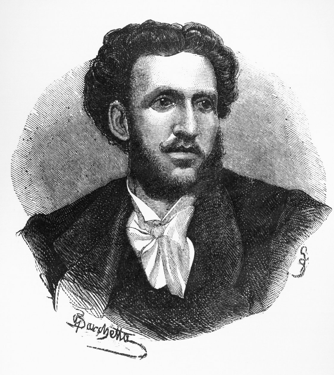 Retrato de Iginio Ugo Tarchetti (1839-1869), autor, poeta y periodista italiano, grabado de Walter Charles Mills