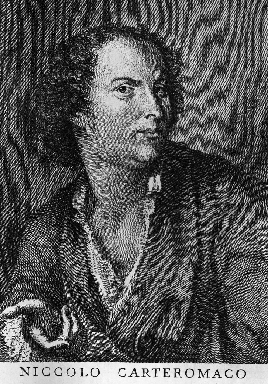 Retrato de Niccolo Forteguerri, también conocido como Niccolo Carteromaco (1674-1735), poeta italiano, grabado de Walter Charles Mills