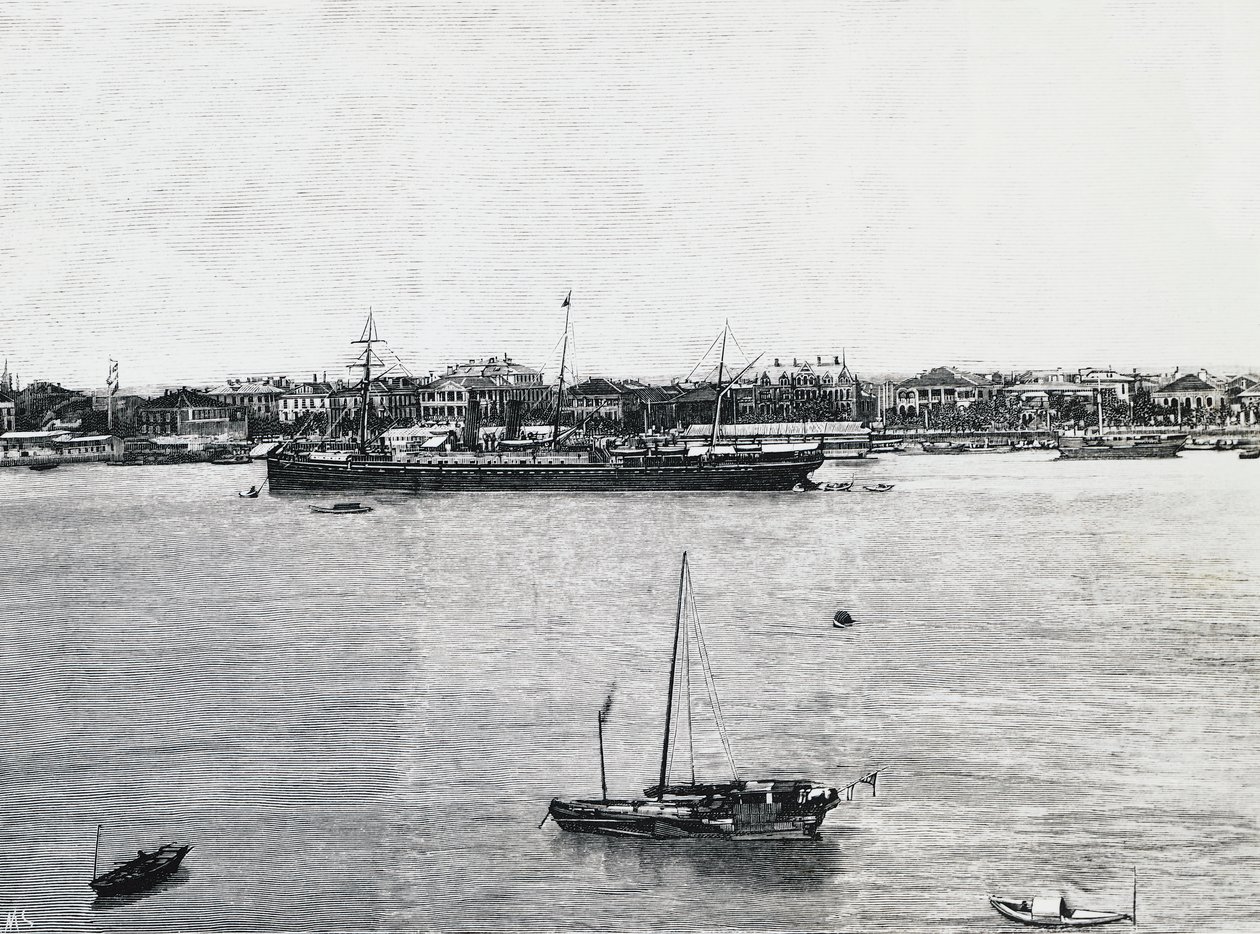 Puerto de Shanghái pocas semanas antes del estallido de la guerra de Walter Charles Mills