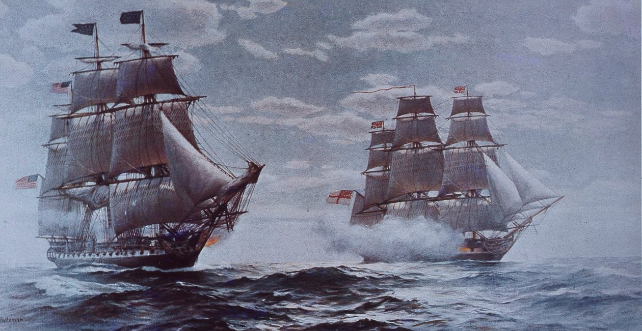 USS Constitution y HMS Java de Walter Charles Mills