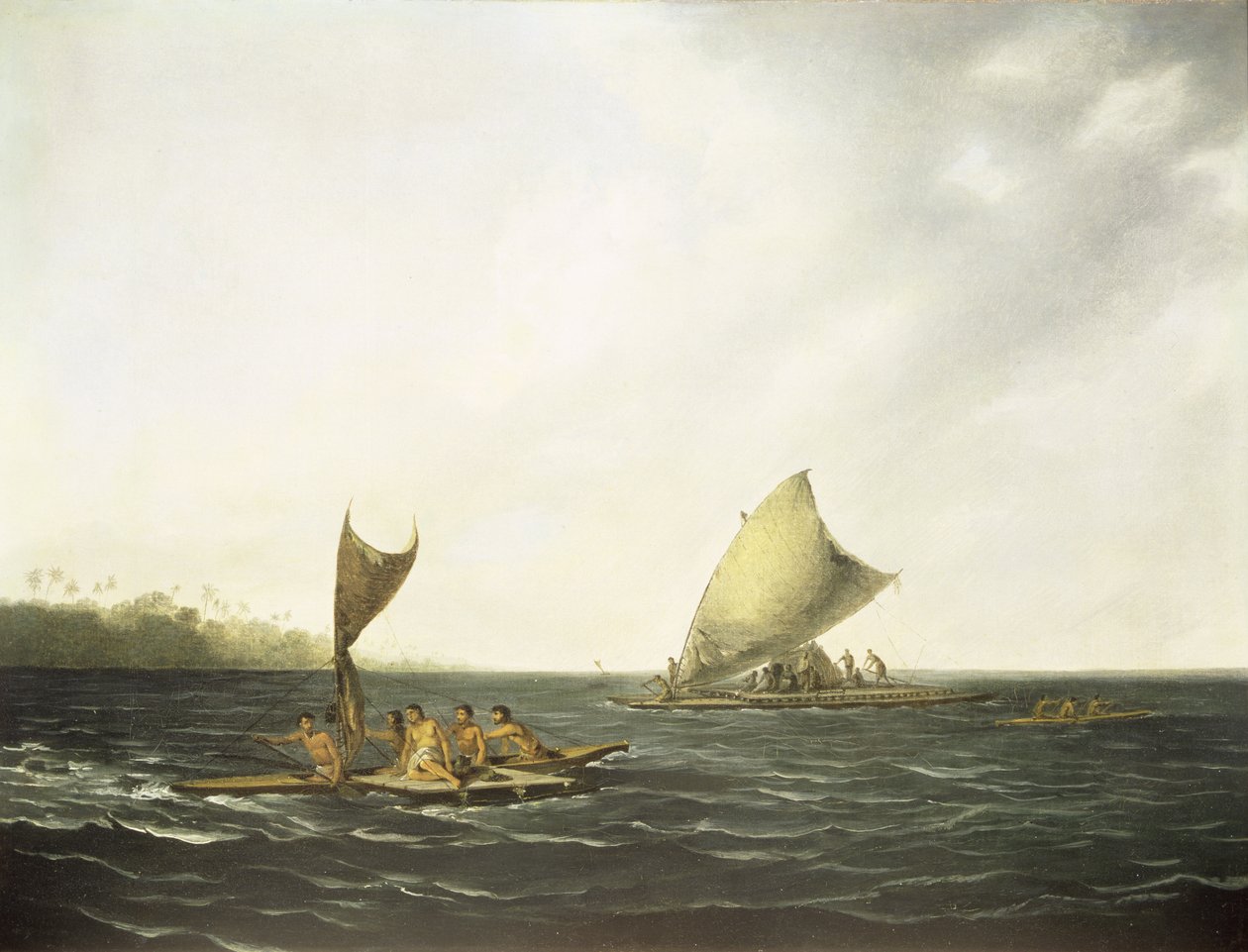 Canoas de Tonga (óleo sobre lienzo) de John (attr. to) Webber