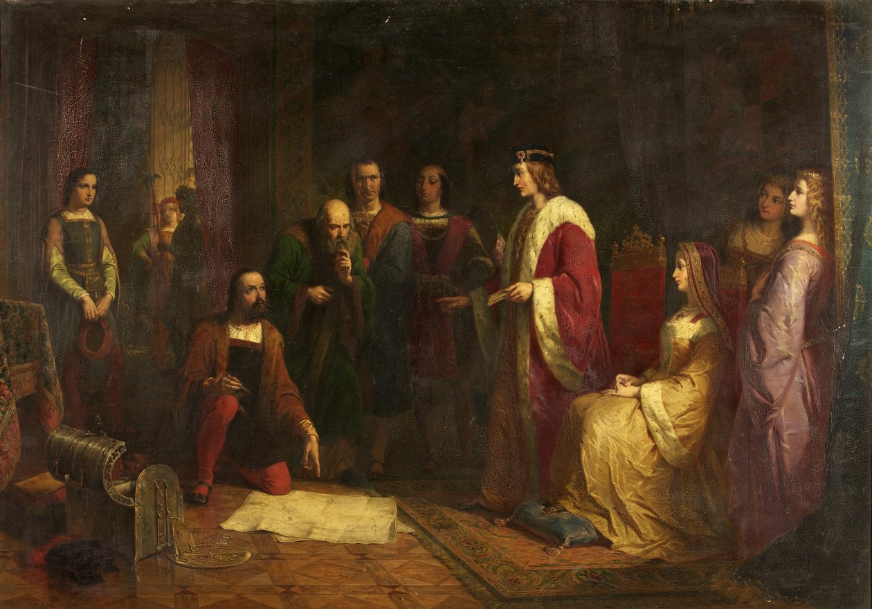 Cabot y su hijo, Sebastián, en la corte de Enrique VII, 1862 de John Adam P. Houston
