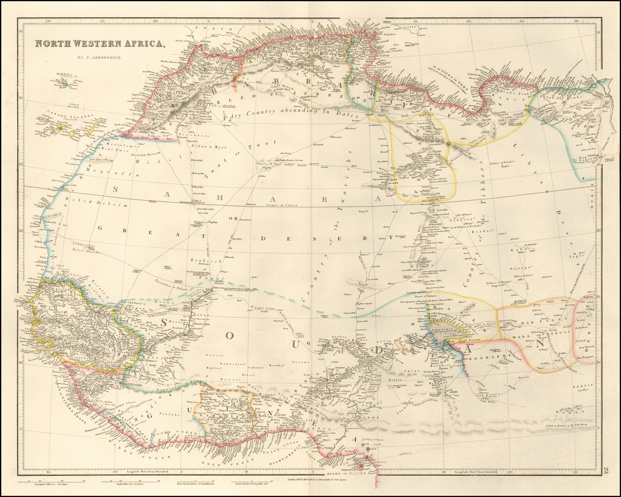 Mapa de África noroccidental de 1842 por John Arrowsmith de John Arrowsmith