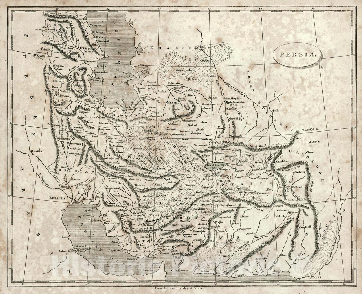 Mapa de Persia de Arrowsmith, 1819 de John Arrowsmith