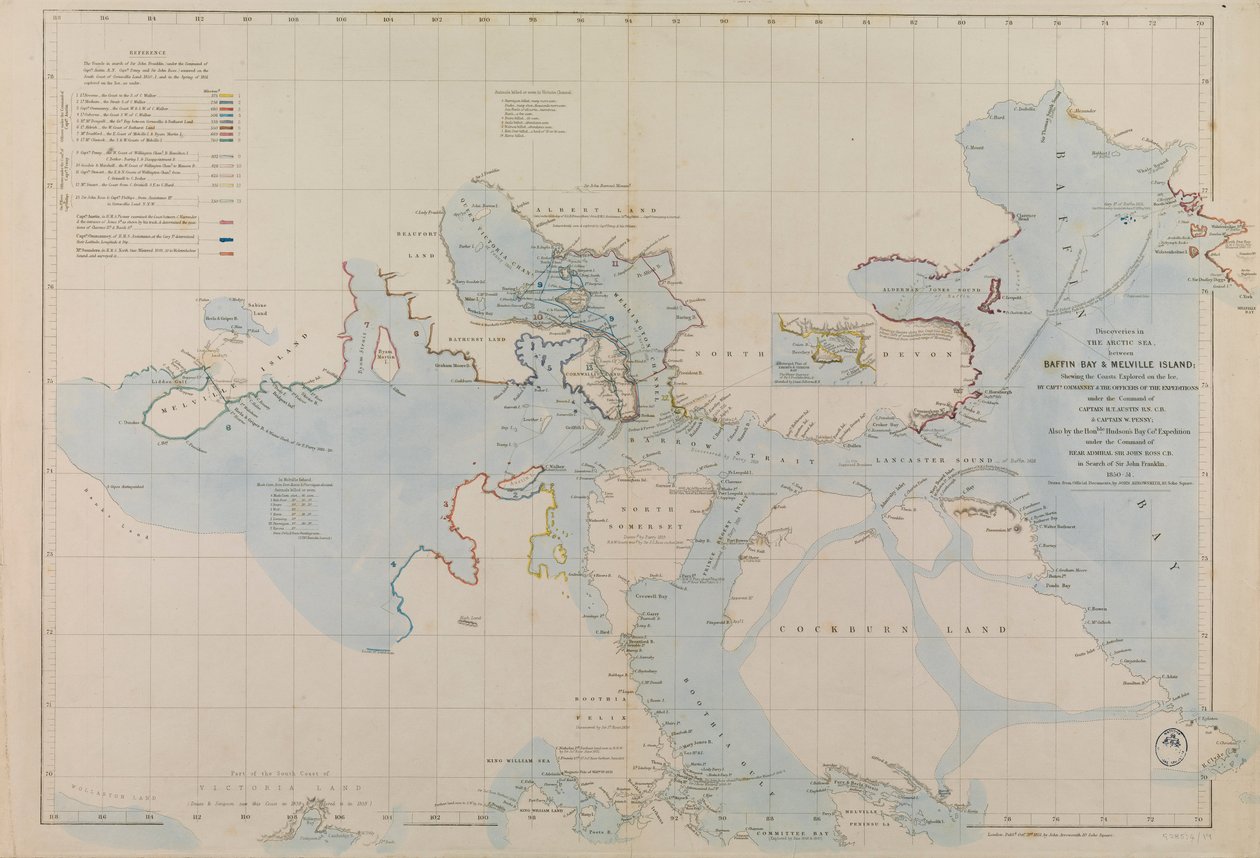 Plano ampliado de Erebus y Terror Bay - Los cuarteles de invierno de Sir John Franklin de John Arrowsmith
