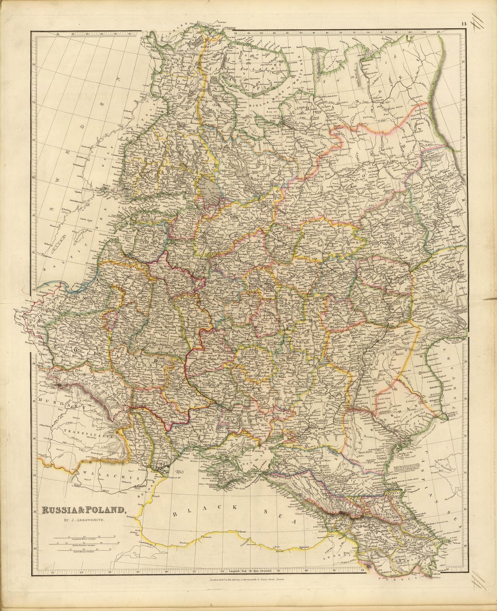 Mapa de Rusia y Polonia de John Arrowsmith