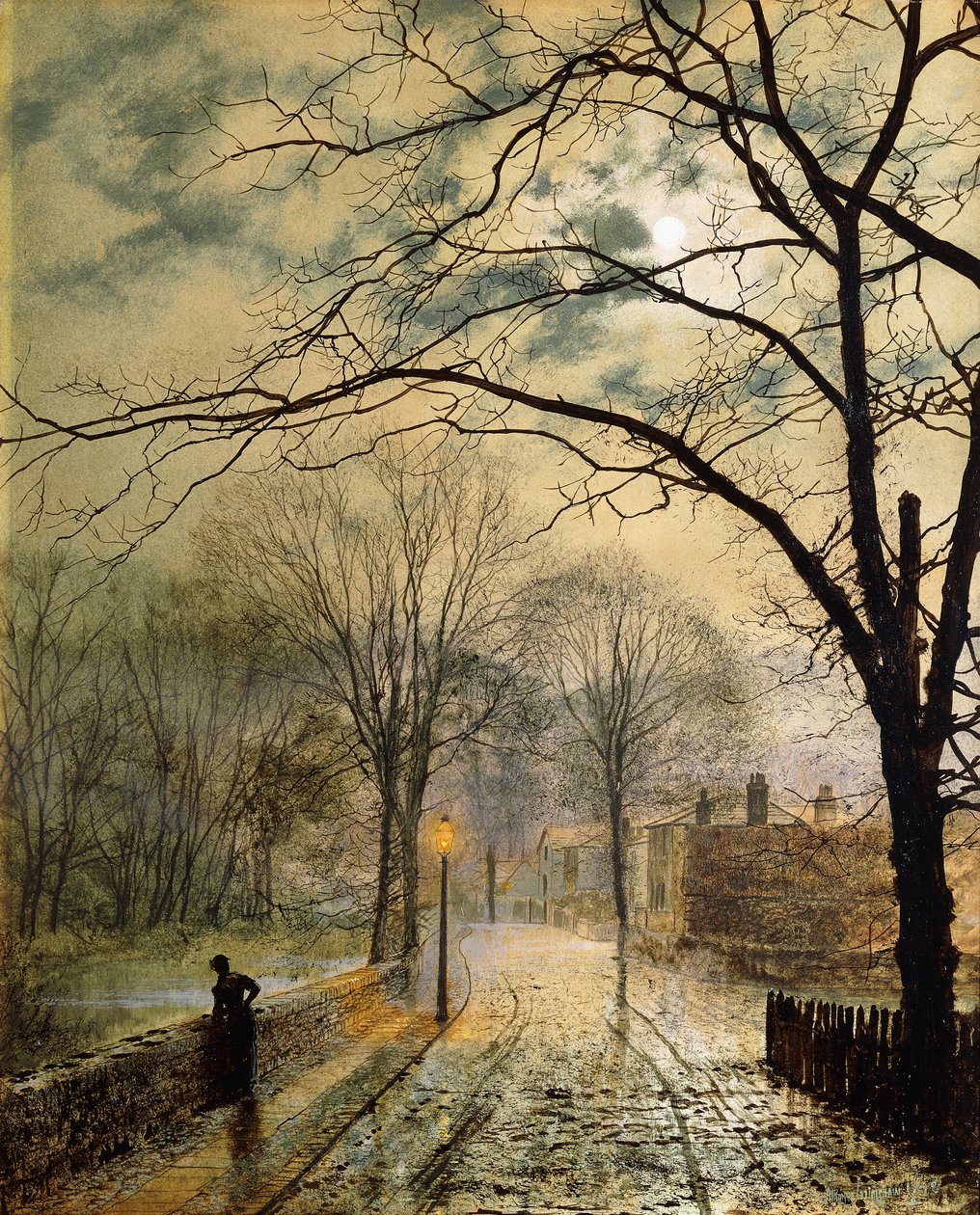 Un paseo a la luz de la luna, Bonchurch, Isla de Wight de John Atkinson Grimshaw