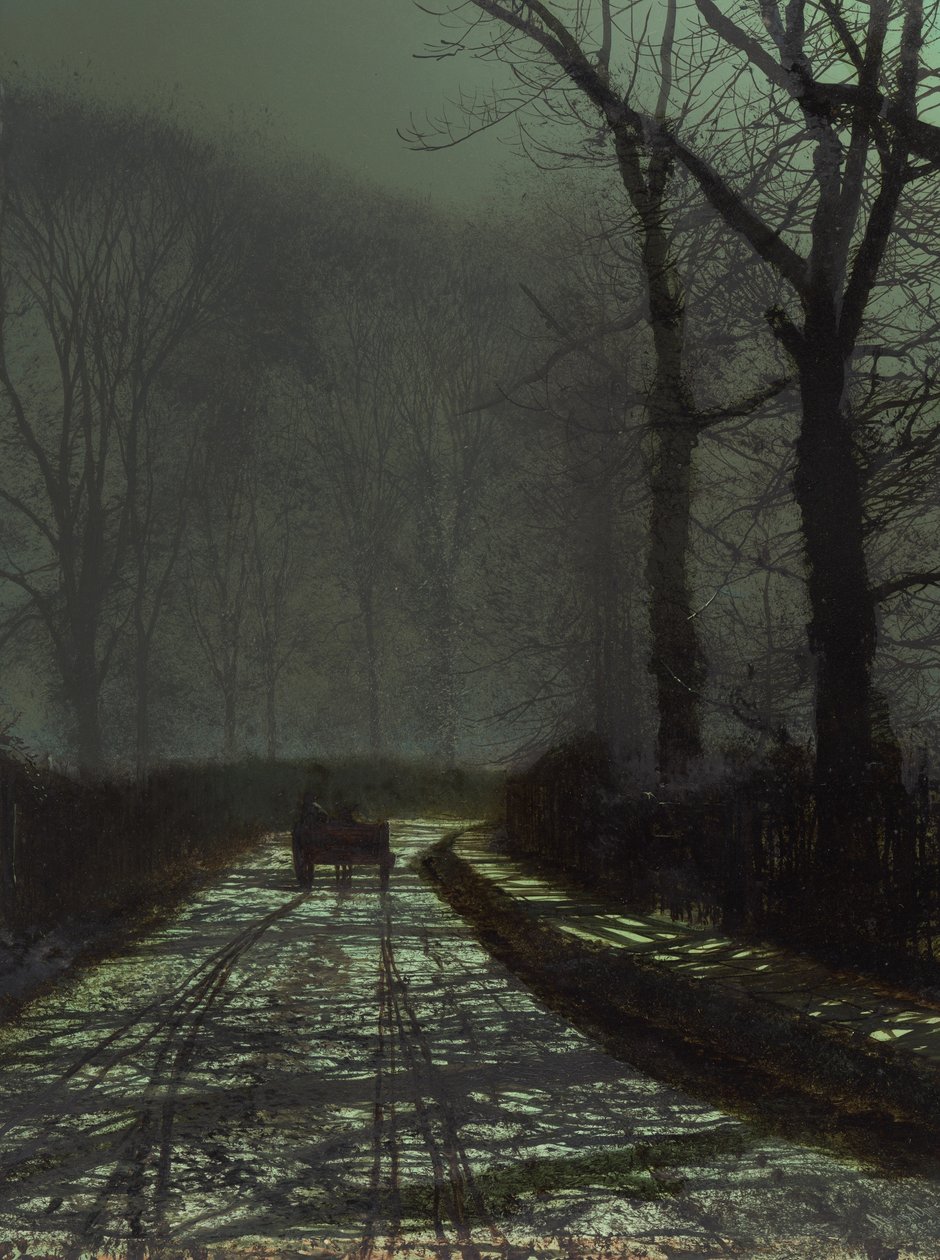 Escena nocturna en el carril de John Atkinson Grimshaw