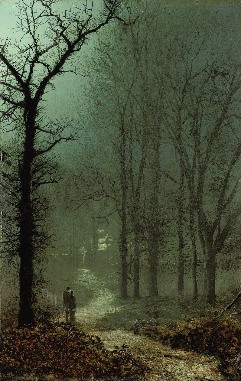 Amantes en un bosque a la luz de la luna, 1873 de John Atkinson Grimshaw