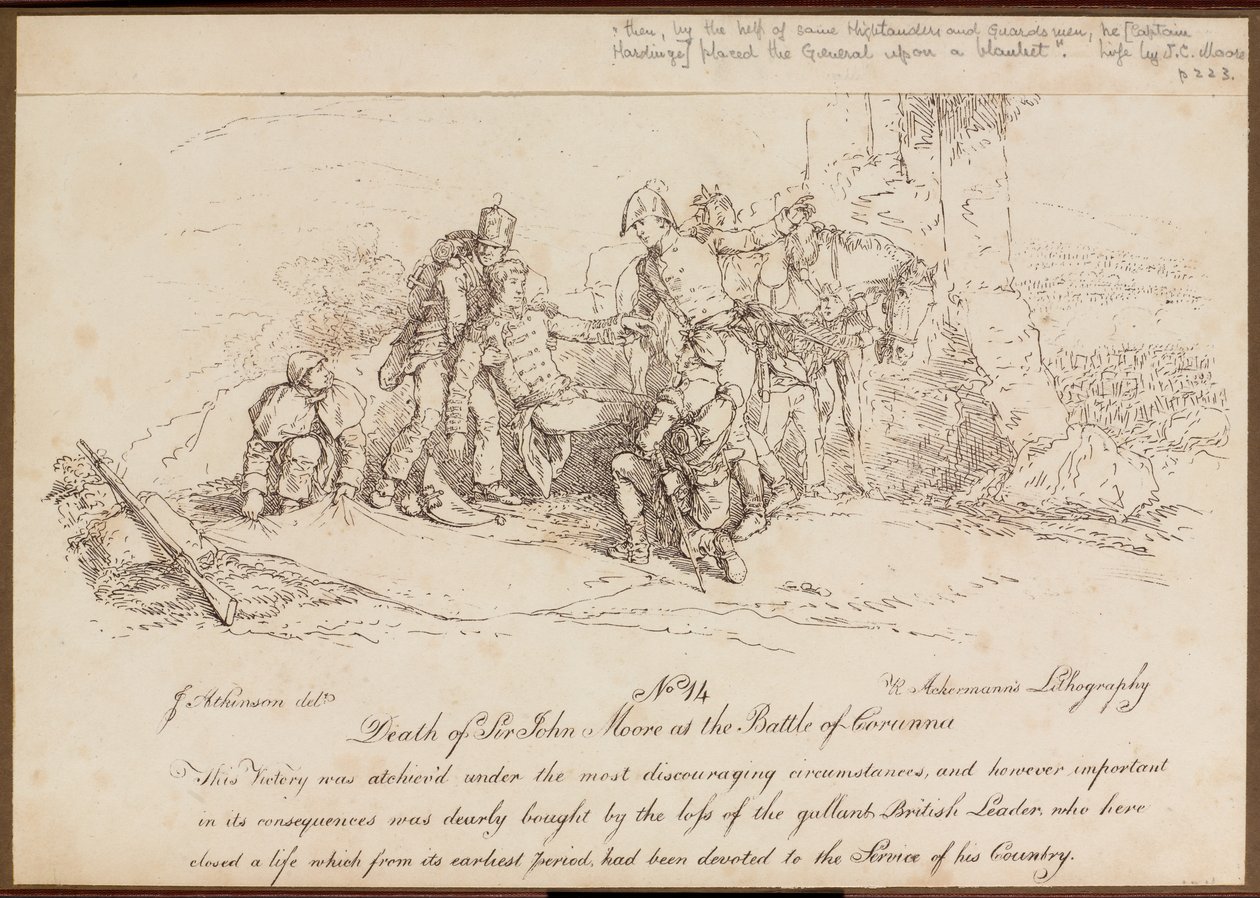 Muerte de Sir John Moore en la Batalla de Corunna, 16 de Enero de 1809 de John Augustus Atkinson
