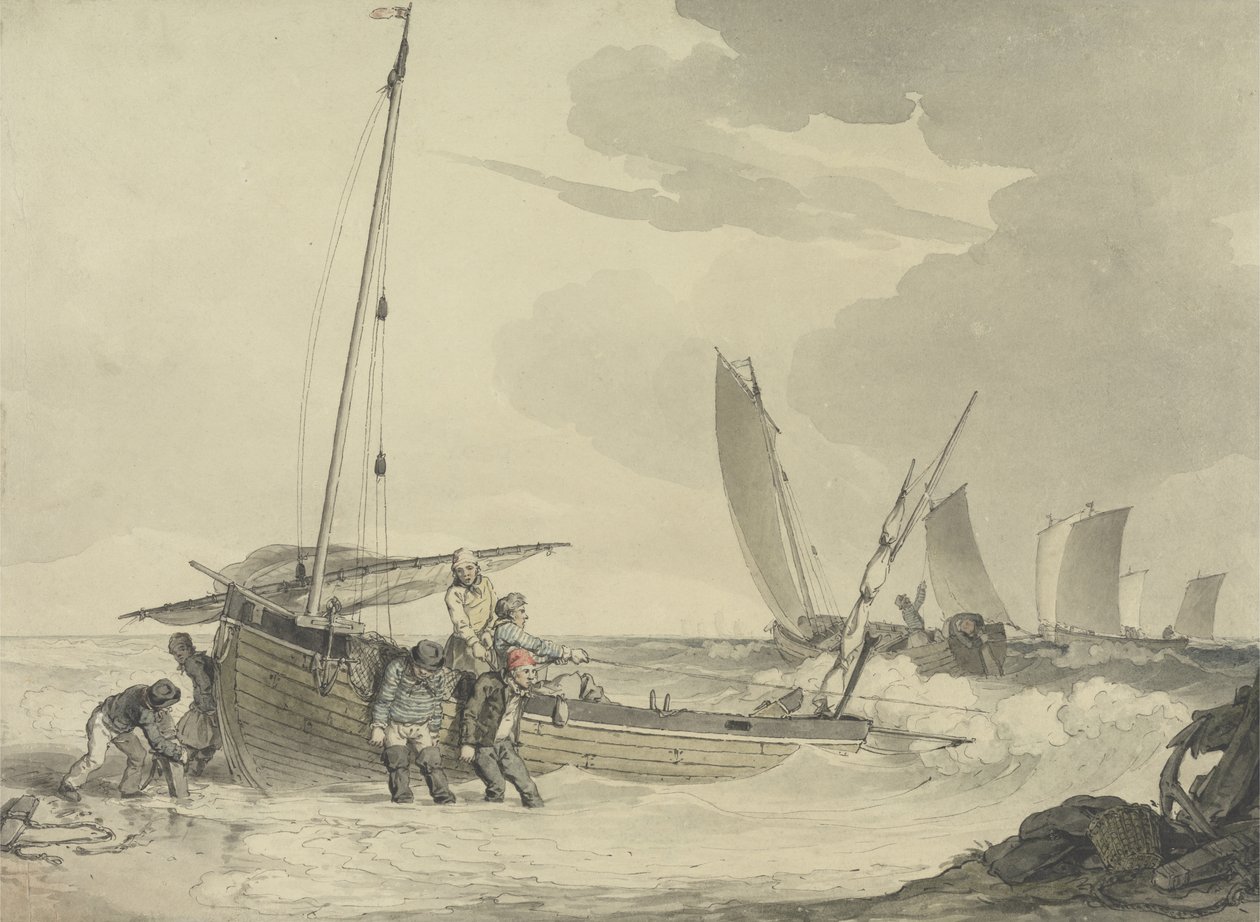 Pescador saliendo al mar, c.1810 de John Augustus Atkinson