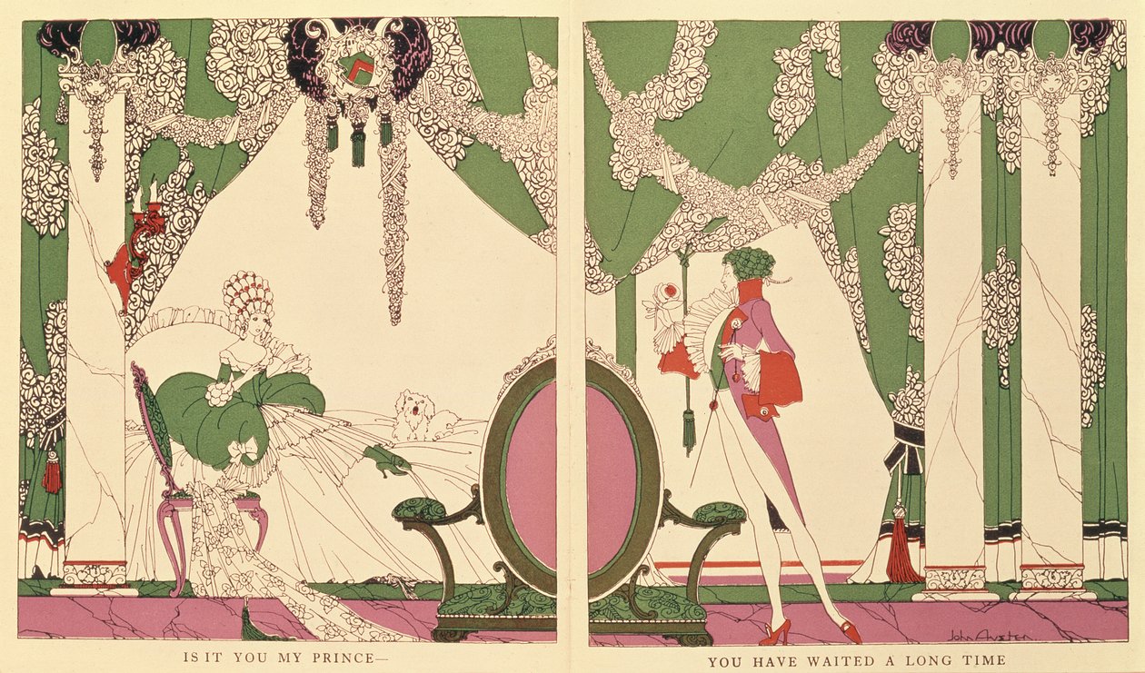 La Bella Durmiente, ilustración de "Cuentos de tiempos pasados" de Charles Perrault (1628-1703) 1922 (litografía en color) de John Austen